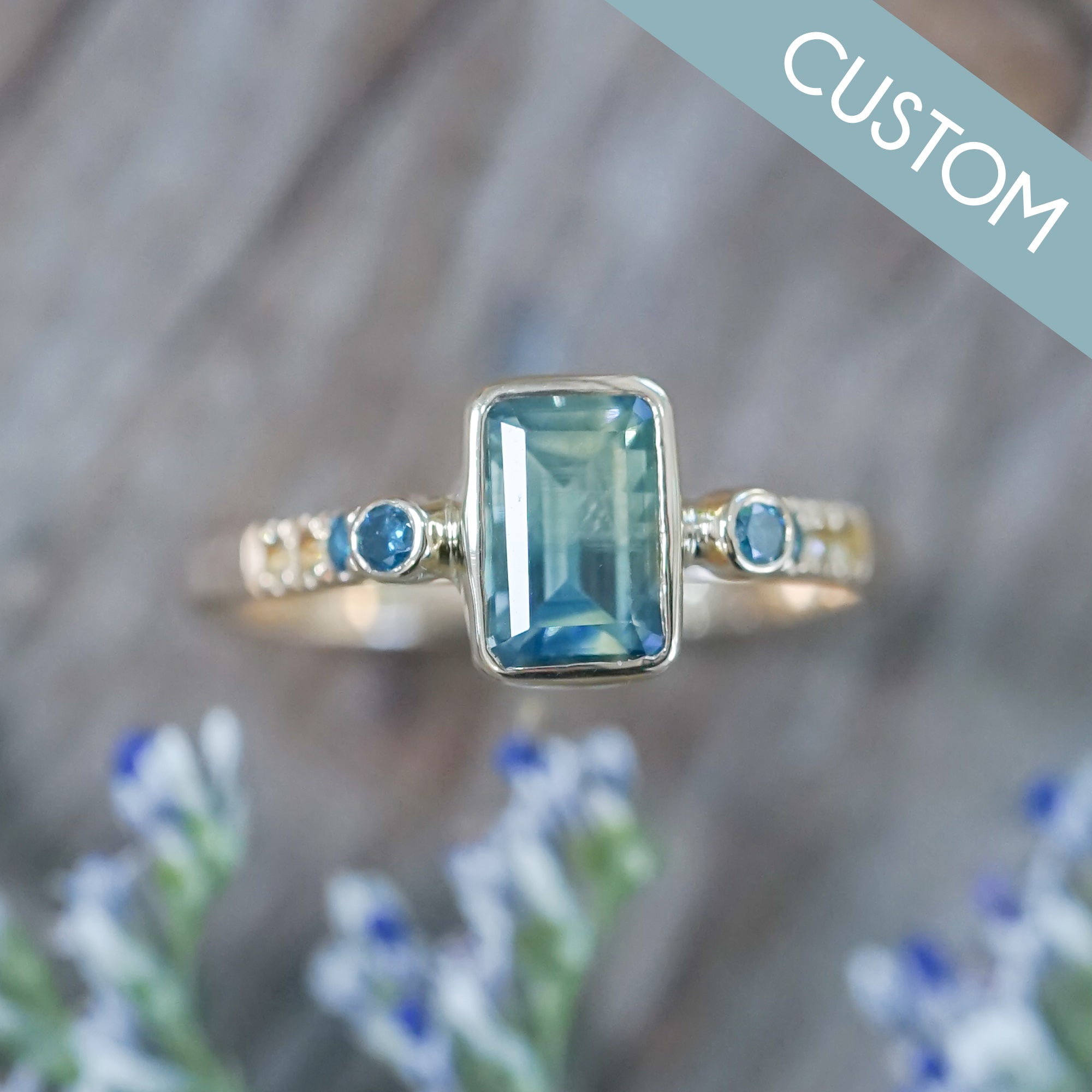 Custom Bicolor Sapphire Ring in Gold - Gardens of the Sun | Ethical Jewelry