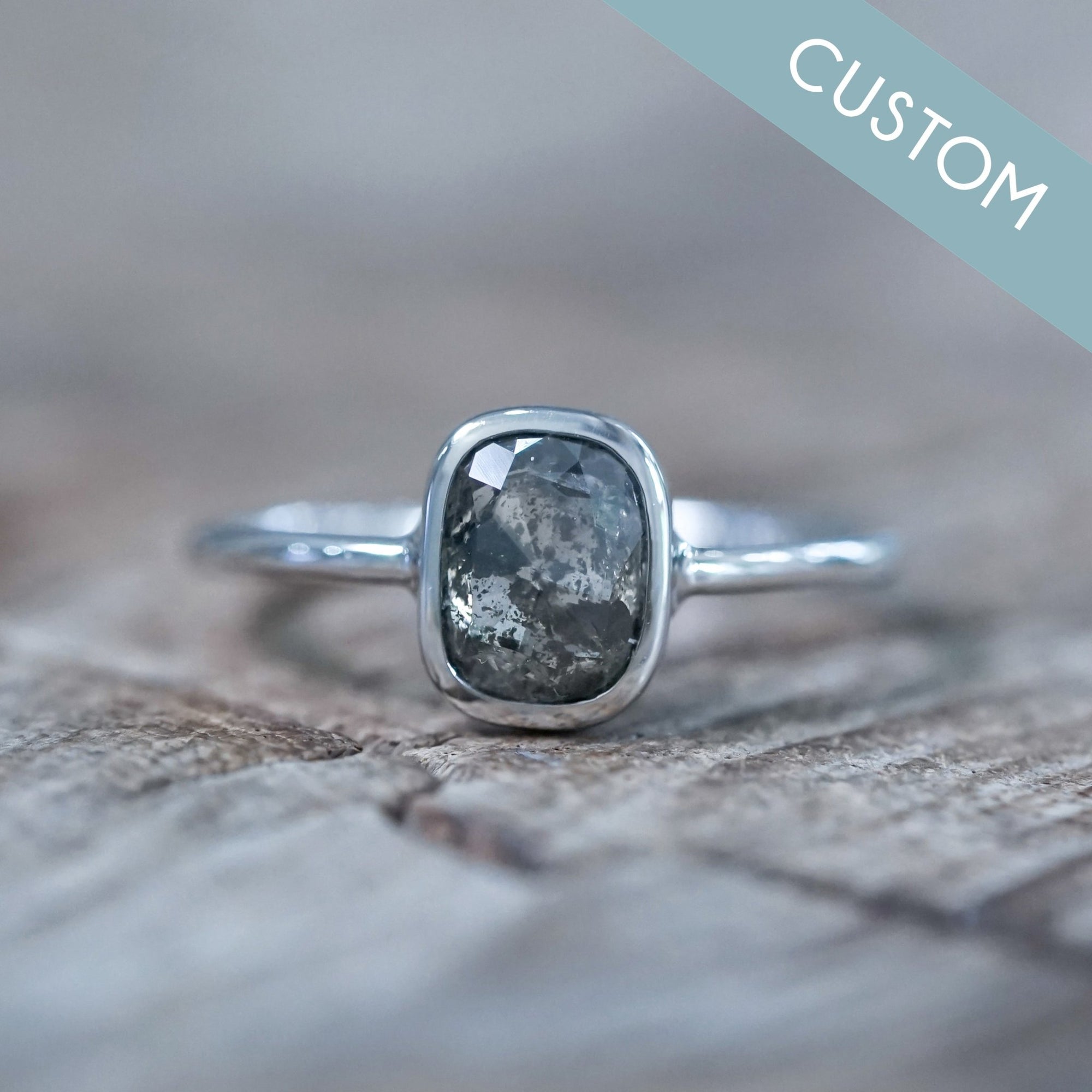 Custom Cushion Rose Cut Diamond Ring in Gold - Gardens of the Sun | Ethical Jewelry