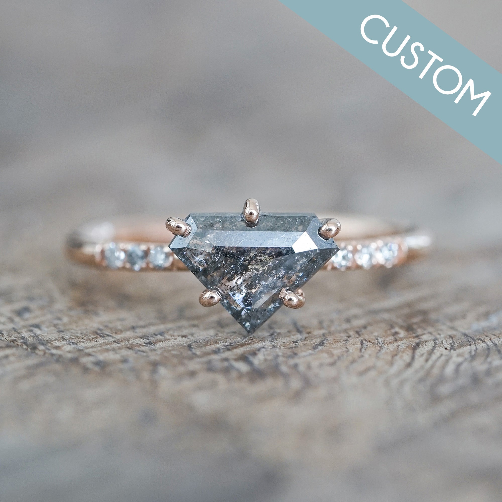 Custom Rose Cut Shield Diamond Ring - Gardens of the Sun | Ethical Jewelry