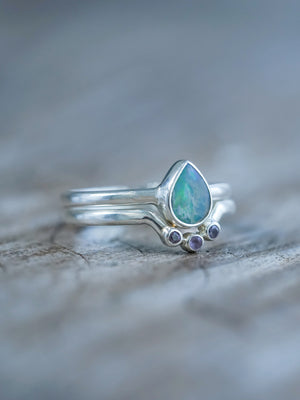 Opal and Pink Sapphire Ring Set