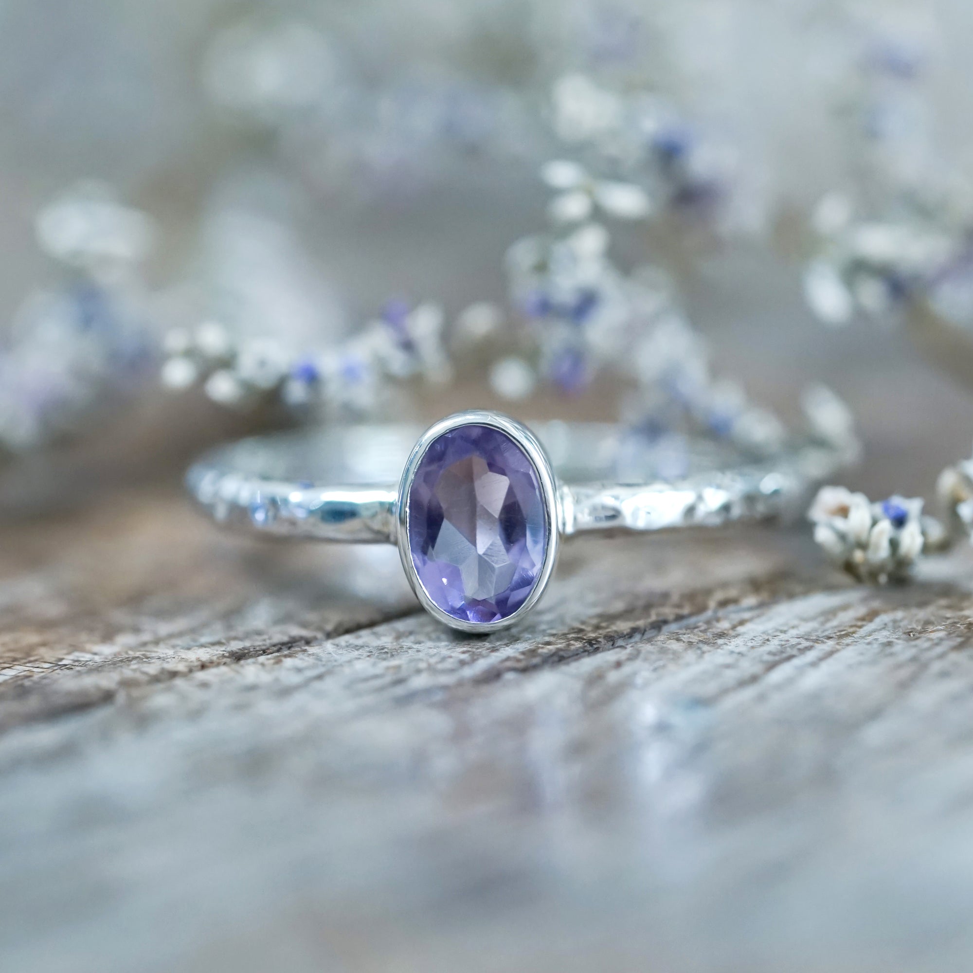 Hammered Amethyst Ring - Gardens of the Sun | Ethical Jewelry